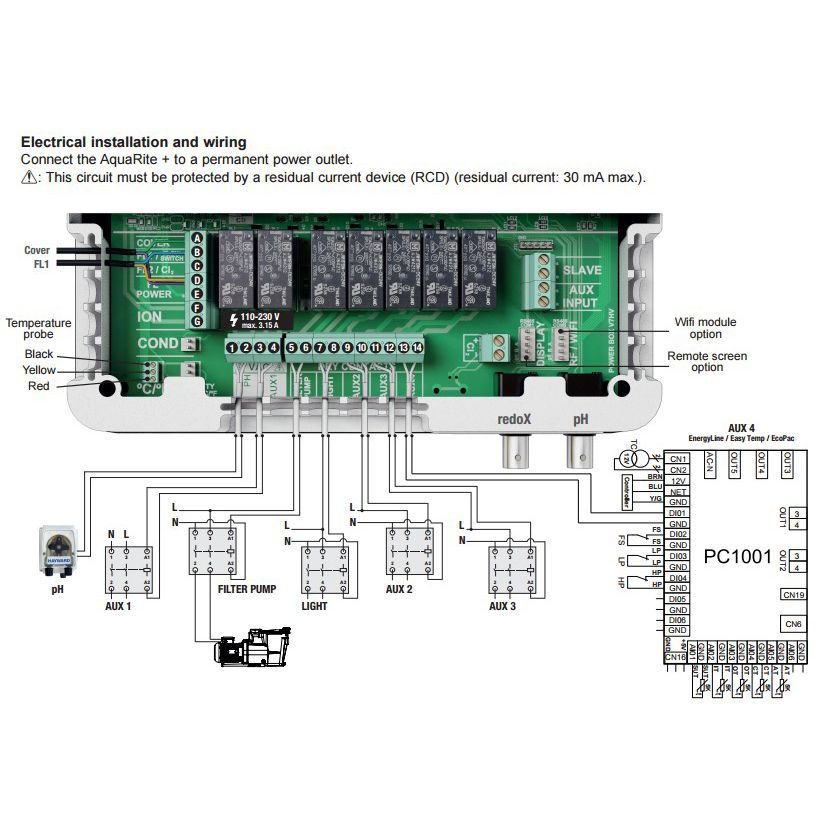 Станция контроля качества воды Hayward Aquarite Plus T15E + Ph на 30 г/час — фото 3